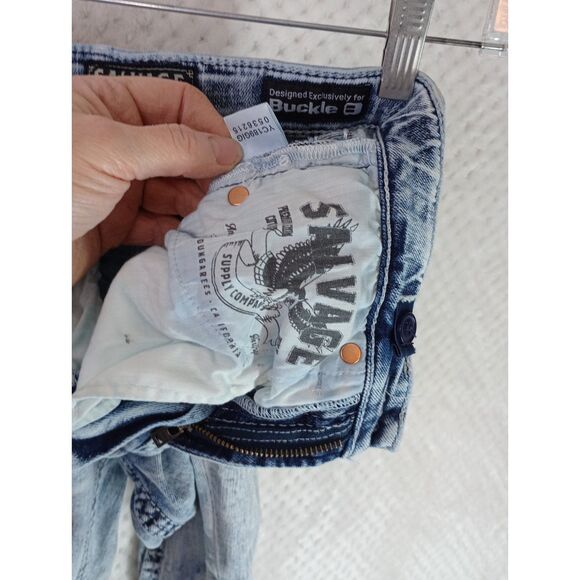 Salvage Chaos Boot Regular Fit Boys 12 Tall Destructed Denim Jeans - Picture 12 of 15